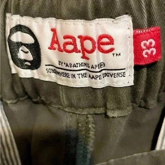 Bathing (Bape)  Aape dark green elastic bottom cargo pants 33 - Picture 3 of 5